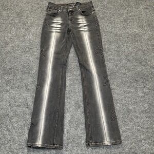Vintage 90s Bebe Denim Jeans With Beaded Crosses Size 30 Made In USA